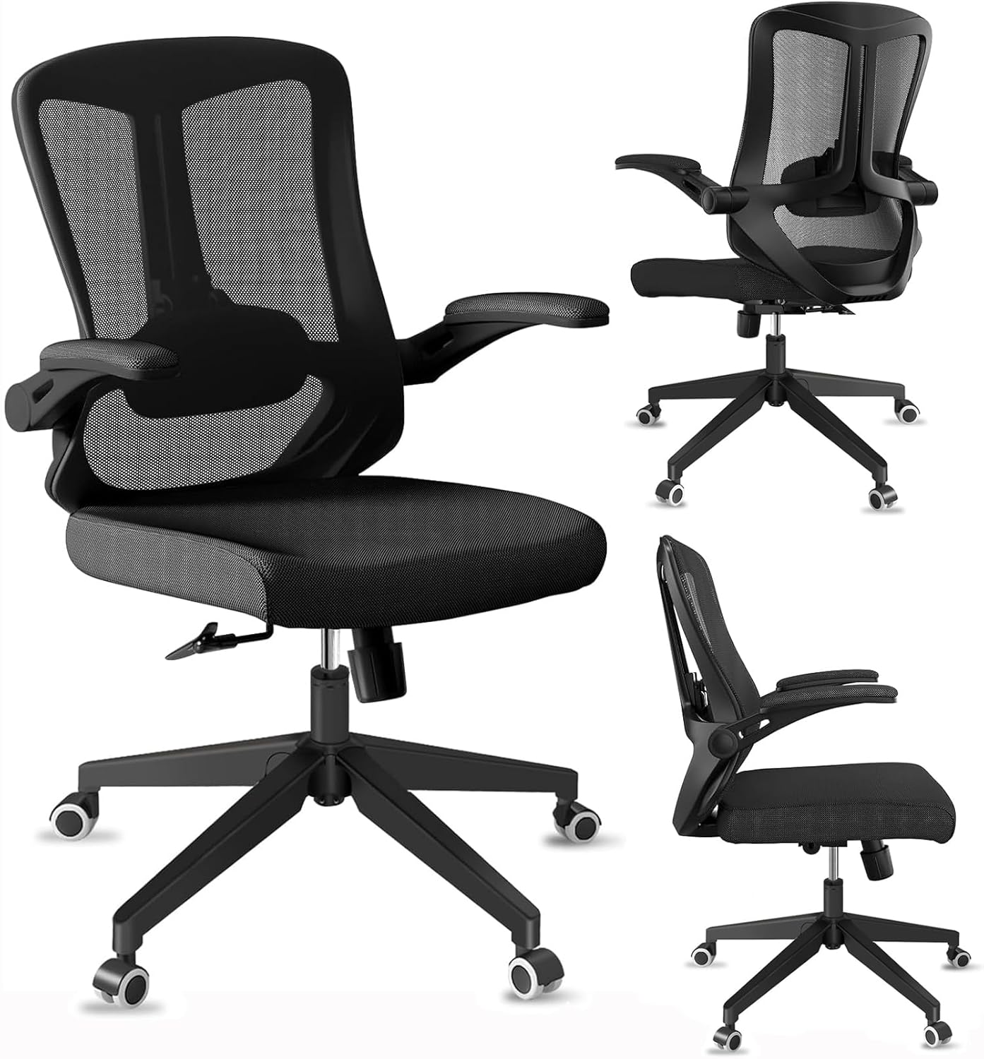 Ergonomic Mesh Office Chair with Wheels, Lumbar Support and Adjustable Headrest