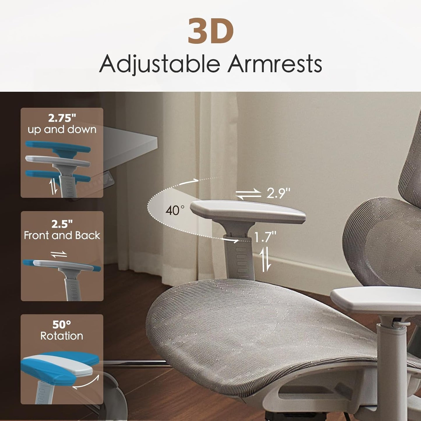 Ergonomic Mesh Office and Gaming Chair with Footrest
