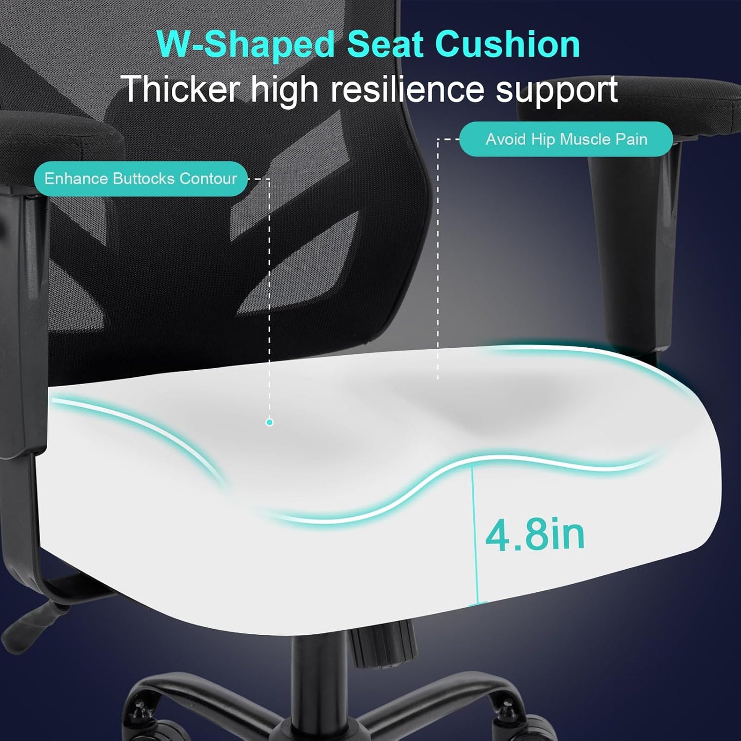 Ergonomic Office Chair with Adjustable Back Lumbar Support and Armrests