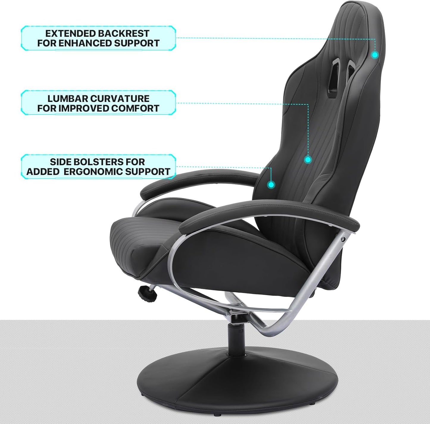 Racing Style Recliner with Footrest and Adjustable Backrest