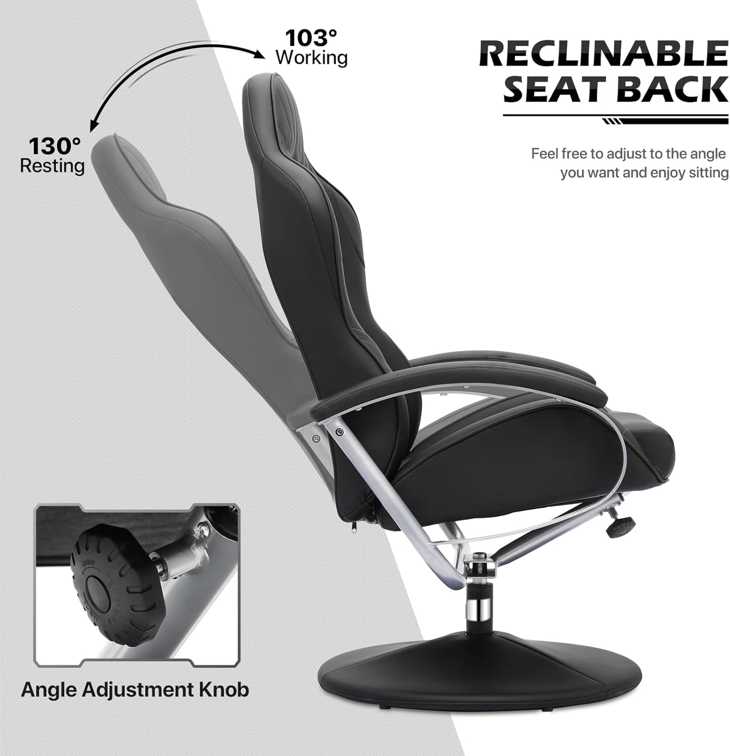 Racing Style Recliner with Footrest and Adjustable Backrest